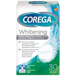 Corega 30 ks čistící tablety na zubní náhrady Whitening