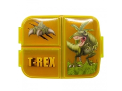 Svačinový box DINOSAUŘI T-REX 3 přihrádky zelenooranžový