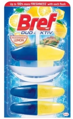 Bref Duo-Aktiv tekutý WC blok Lemon náhradní náplň 3 x 50 ml