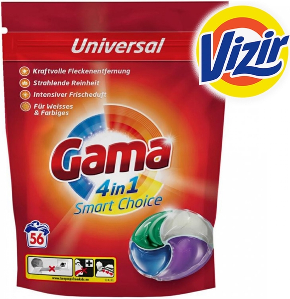 Gama (Vizir) 4in1 kapsle na praní 56ks Universal