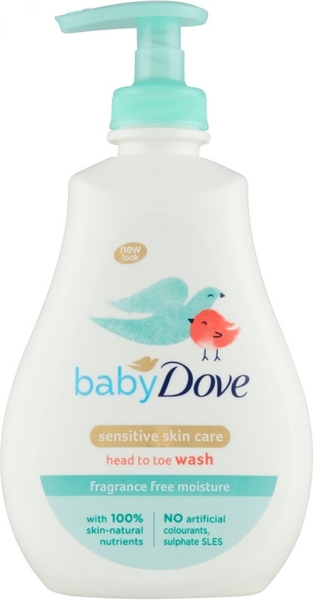 Dove Baby sensitive Moisture mycí gel na celé tělo i vlásky 400 ml pumpička