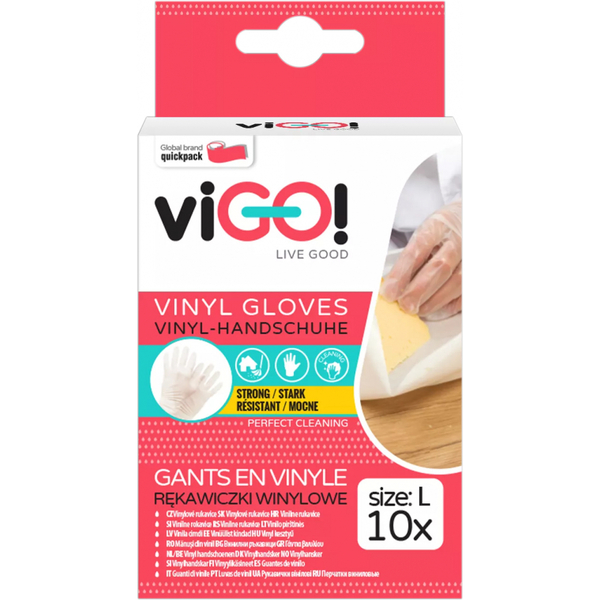 viGO vinylové rukavice velikosti L, 10 ks