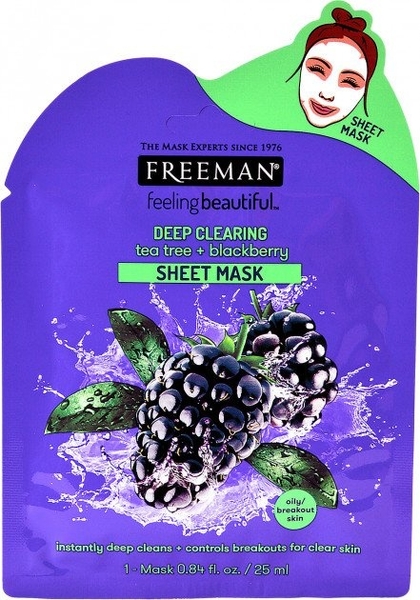 Freeman Hloubkově čisticí látková maska s tea tree a ostružinami 25 ml