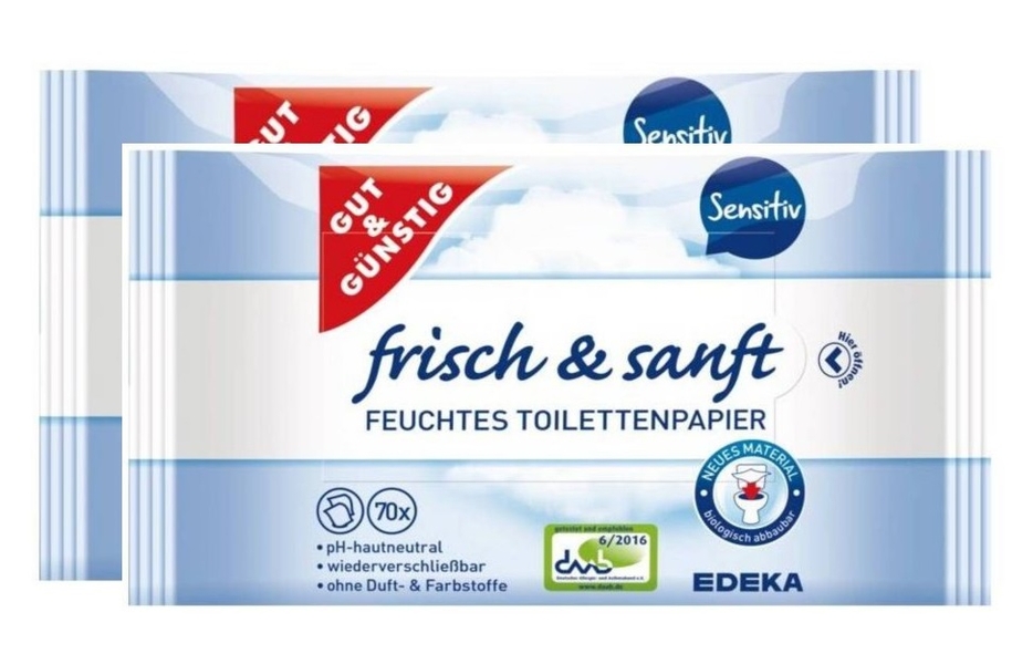 Gut & Günstig Toaletní vlhčený papír Sensitiv 140 ks