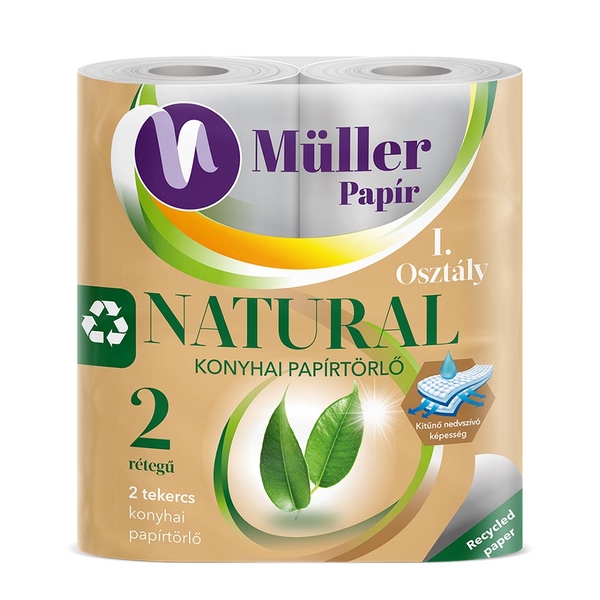 MÜLLER Natural Papírové kuchyňské utěrky 2-vrstvé 2 role